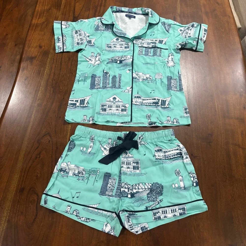 Katie Kime Nashville Toile Tennessee Short Matching Pajama Set Size XXS Western - Picture 1 of 7